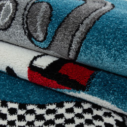 Kids Vloerkleed – Kindervloerkleed – Raceauto blauw – Anti-Allergisch