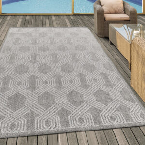 Aruba Vloerkleed – Grijs/Beige – Laagpolig & Waterafstotend – Geschikt voor Binnen & Buiten