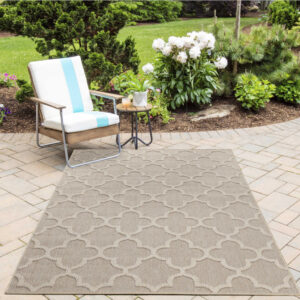 Patara Vloerkleed – Marrakesh Patroon Beige – Laagpolig & Weerbestendig – Voor Binnen & Buiten