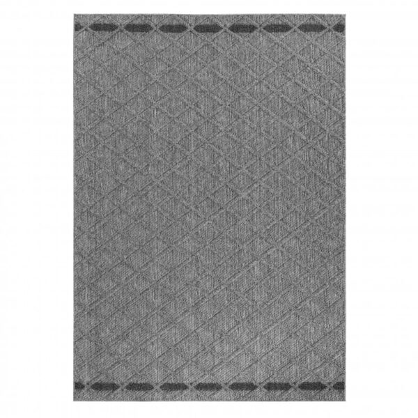 Patara – Klassiek Ruitpatroon Grijs – Laagpolig & Weerbestendig – Voor Binnen & Buiten