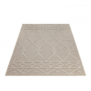 Patara Vloerkleed – Boho Stijl Beige – Laagpolig & Weerbestendig – Voor Binnen & Buiten