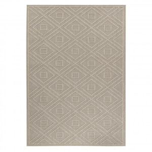 Patara Vloerkleed – Tribal Geometrisch Beige – Laagpolig & Weerbestendig – Voor Binnen & Buiten