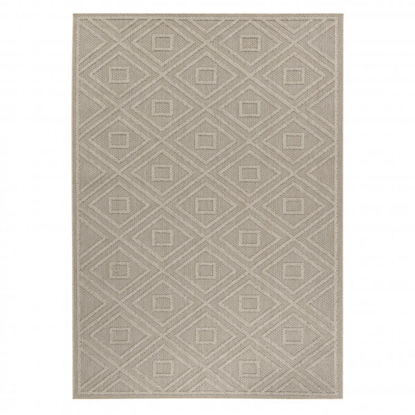 Patara – Tribal Geometrisch Beige – Laagpolig & Weerbestendig – Voor Binnen & Buiten