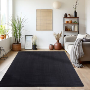 Sky Vloerkleed – Zwart – Effen & Superzacht – Laagpolig Comfort
