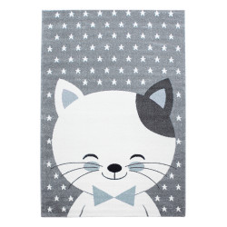 Kids Vloerkleed – Kindervloerkleed – Kat Blauw/grijs – Anti-Allergisch