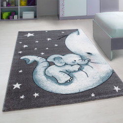 Kids Vloerkleed – Kindervloerkleed – Babyolifant Blauw – Anti-Allergisch