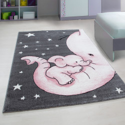 Kids Vloerkleed – Kindervloerkleed – Babyolifant Roze – Anti-Allergisch