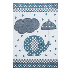 Kids Vloerkleed – Kindervloerkleed – Olifant in de Regen Blauw – Anti-Allergisch