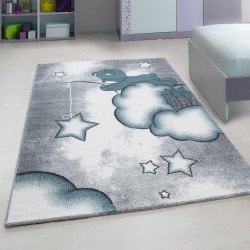 Kids Vloerkleed – Kindervloerkleed – Beer & Ster Blauw – Anti-Allergisch