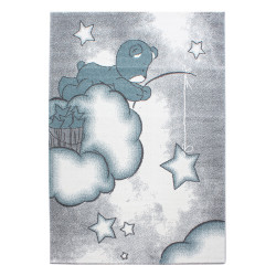 Kids Vloerkleed – Kindervloerkleed – Beer & Ster Blauw – Anti-Allergisch