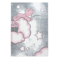 Kids Vloerkleed – Kindervloerkleed – Beer & Ster Roze – Anti-Allergisch