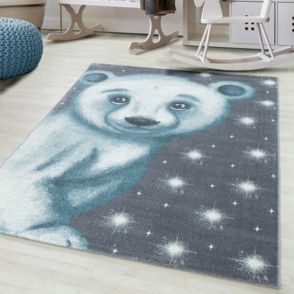 Vloerkleed Bambi – Beer Blauw – Voor Babykamer & Speelhoek – Zacht