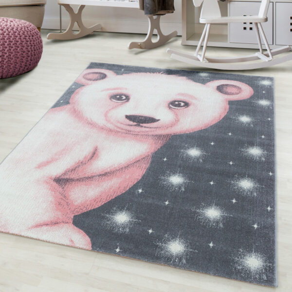 Vloerkleed Bambi – Beer Roze – Voor Babykamer & Speelhoek – Zacht