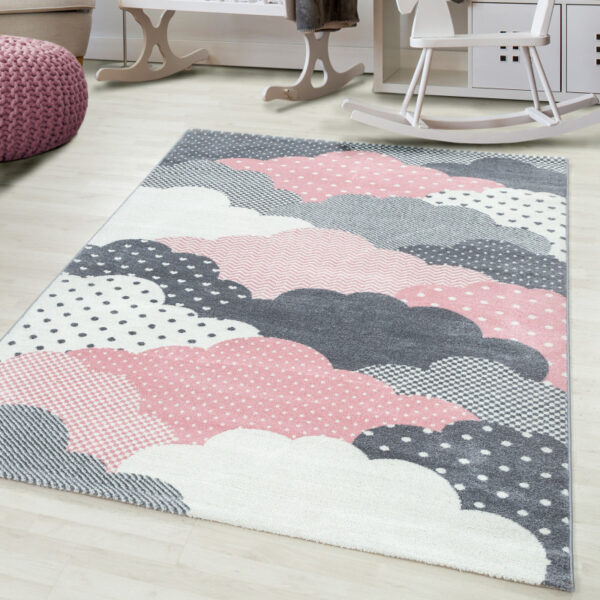 Vloerkleed Bambi – Wolken Roze – Voor Babykamer & Speelhoek – Zacht
