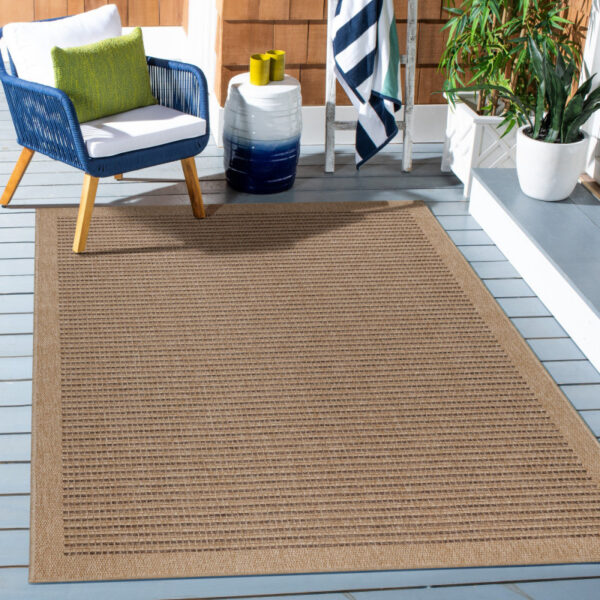 Vloerkleed Dhaka – Taupe/Zwart – Laagpolig met Levendig Design – Voor Binnen en Buiten