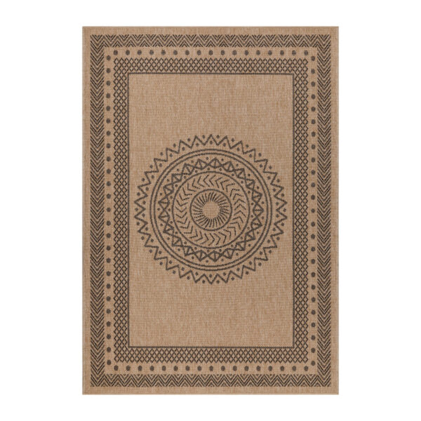 Vloerkleed Dhaka – Zwart – Laagpolig met Levendig Design – Voor Binnen en Buiten