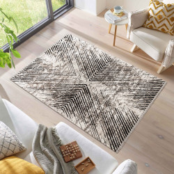 Elite Vloerkleed – Beige – Geometrisch Centrumdesign – Laagpolig & Vintage