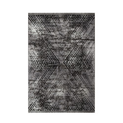 Elite Vloerkleed – Grijs – Geometrisch Centrumdesign – Laagpolig & Vintage
