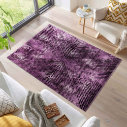 Elite Vloerkleed – Lila – Geometrisch Centrumdesign – Laagpolig & Vintage