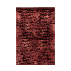Elite Vloerkleed – Rood – Geometrisch Centrumdesign – Laagpolig & Vintage