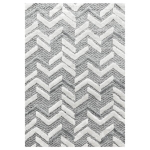 Pisa Vloerkleed – Grijs – Chevron Zigzag – Laagpolig & Modern
