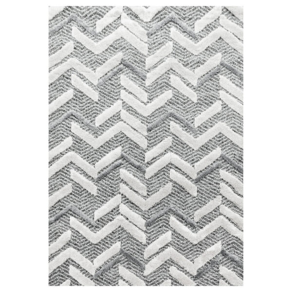 Pisa Vloerkleed – Grijs – Chevron Zigzag – Laagpolig & Modern