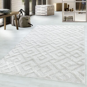 Pisa Vloerkleed – Cream – Geometrisch Doorkijkpatroon – Laagpolig & Modern