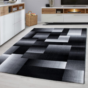 Miami Vloerkleed – Zwart – Laagpolig met Geometrisch Design