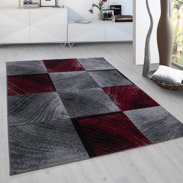 Plus Vloerkleed – Rood – Patchwork Design – Laagpolig