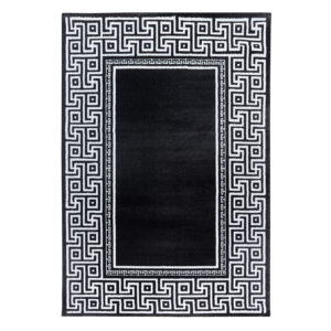 Parma Vloerkleed – Zwart Klassiek Randmotief – Laagpolig & Modern Design