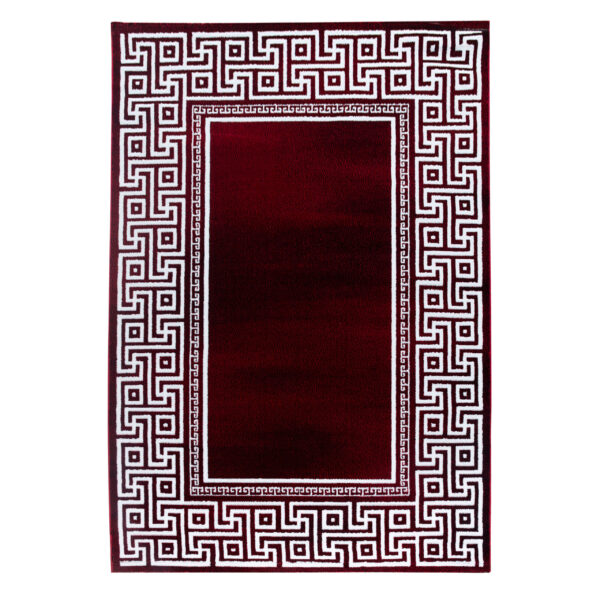 Parma Vloerkleed – Rood Klassiek Randmotief – Laagpolig & Modern Design