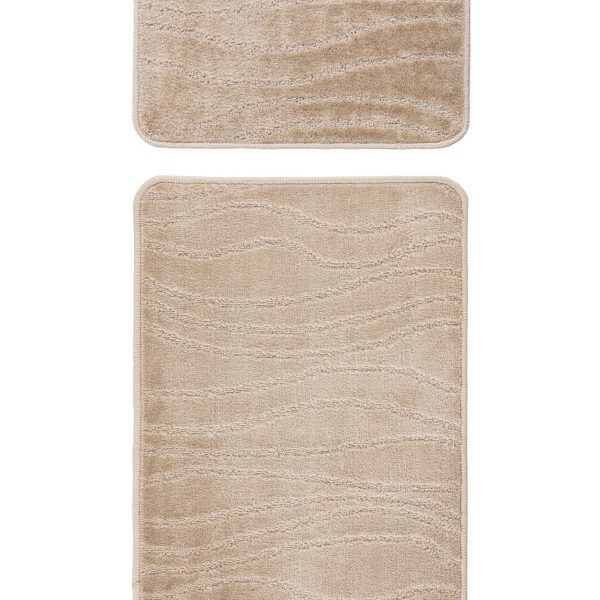 Bari badset 50×120 cm – Beige met ton-sur-ton structuur