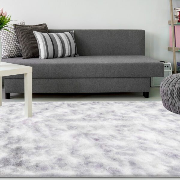 Bolero Vloerkleed – Zilver/grijs – Tie-Dye Design – Fluffy & Hoogpolig