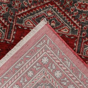 Dakar Vloerkleed – Rood – Laagpolig met Traditioneel Middenmedaillon