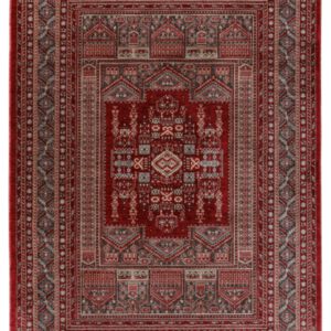 Dakar Vloerkleed – Rood – Laagpolig met Traditioneel Middenmedaillon