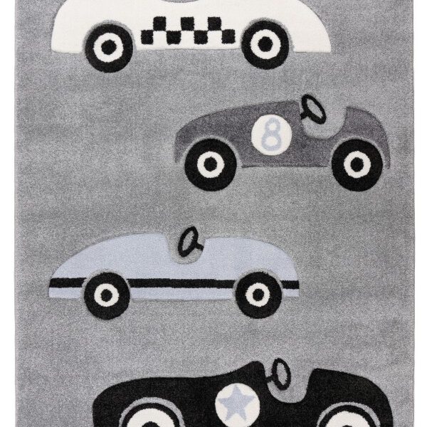 Happy Kinderkleed – Auto’s & Weggetjes – Zilver – Laagpolig & Pluisvrij