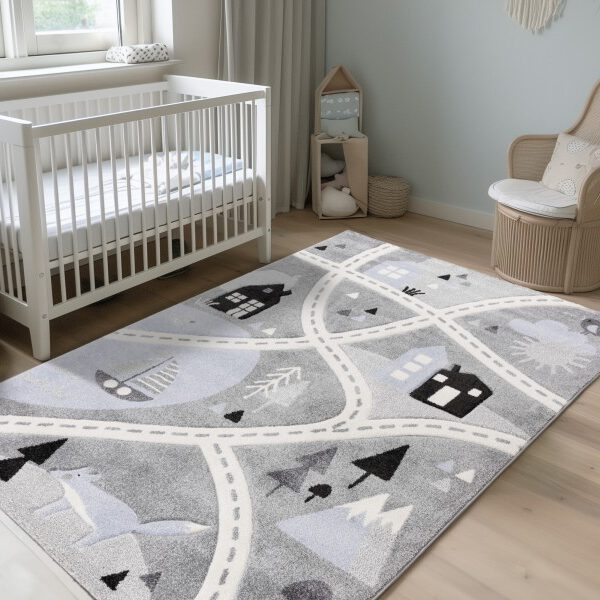 Happy Kinderkleed – Verkeersroute – Zilver – Laagpolig & Antiallergisch