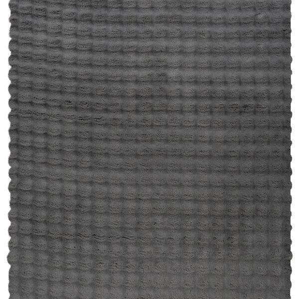 Hoogpolig vloerkleed Harmony – Antraciet met zachte ribbelstructuur