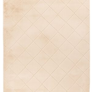 Hoogpolig vloerkleed Impulse – Beige met zacht ruitpatroon en fluwelige glans
