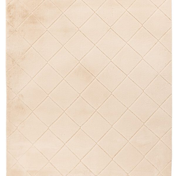 Hoogpolig vloerkleed Impulse – Beige met zacht ruitpatroon en fluwelige glans