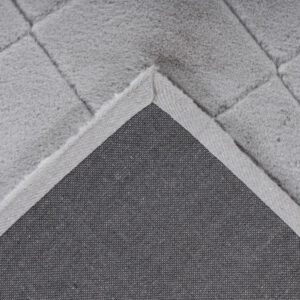 Hoogpolig vloerkleed Impulse – Zilvergrijs met luxe glans en subtiel ruitmotief