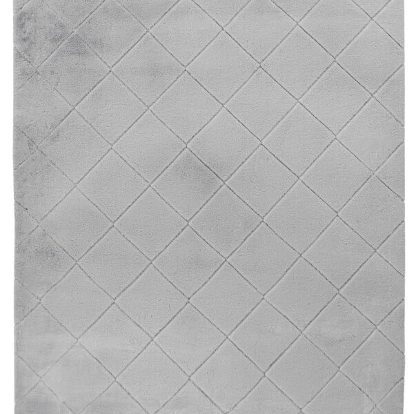 Hoogpolig vloerkleed Impulse – Zilvergrijs met luxe glans en subtiel ruitmotief