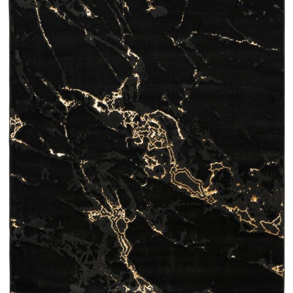 Marmaris Vloerkleed – Zwart/Goud – Marmerlook Design – Modern & Laagpolig