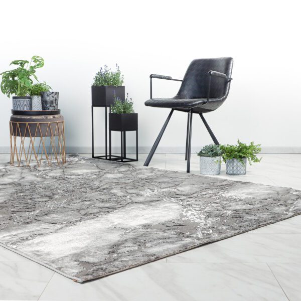 Marmaris Vloerkleed – Grijs – Marmerlook Design – Modern & Laagpolig