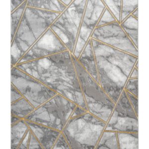 Marmaris Vloerkleed – Goud/Zilver – Marmerlook Design – Modern & Laagpolig