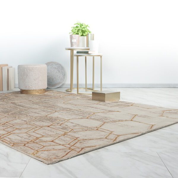 Marmaris Vloerkleed – Beige – Laagpolig met Honingraatmotief