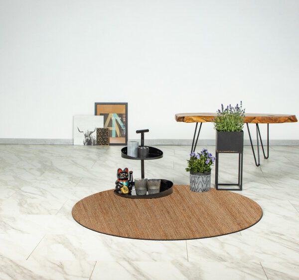 Natura Vloerkleed – Rond – Naturel Streepdesign – Rustiek & Eenvoudig – Laagpolig