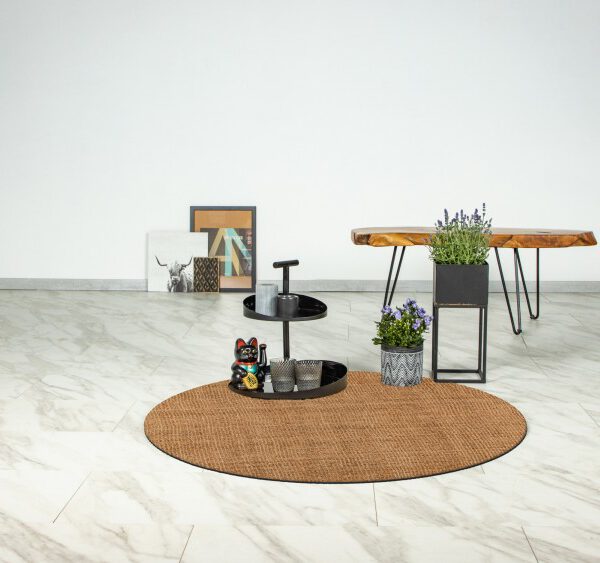 Natura Vloerkleed – Rond – Naturel Ruitpatroon – Natuurlijke Look – Laagpolig & Stevig