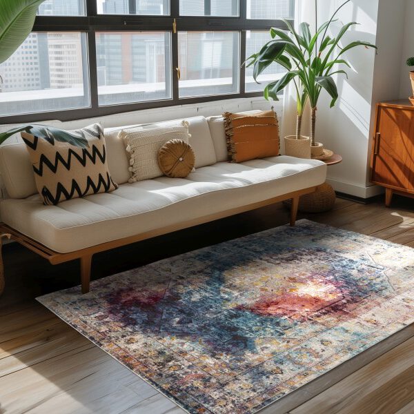 Picasso Heriz – Vintage – Laagpolig Vloerkleed – Multi / Blauw