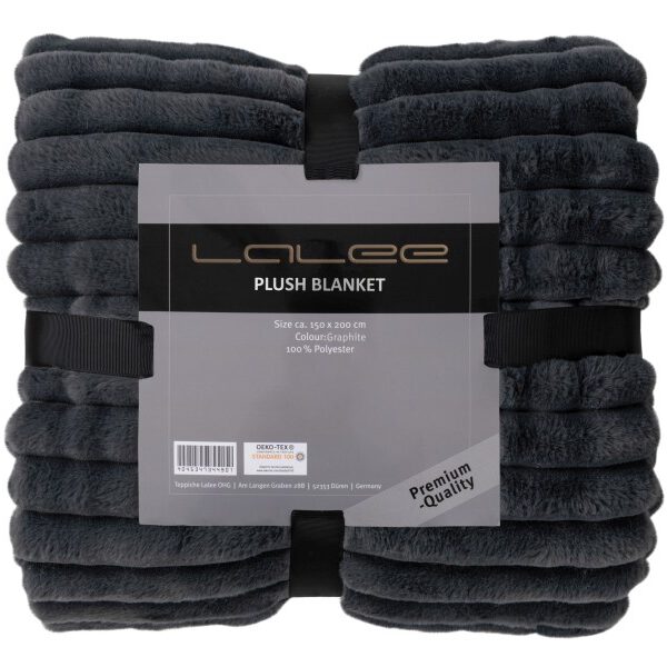 Plush deken – Antraciet met zachte ribbelstructuur